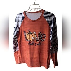 NWOT Orange Fall Y'all Long Sleeve Shirt